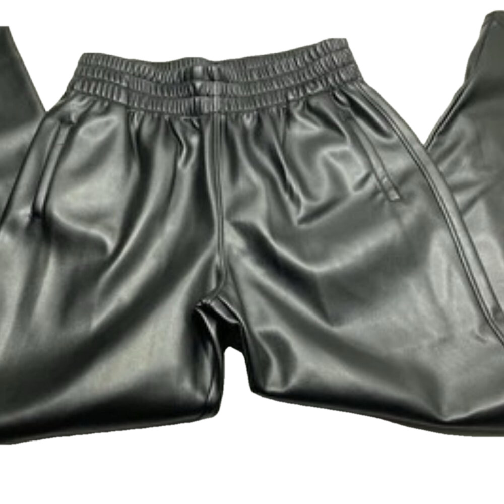 New La Made Pants Black Size S Winsome Wide Leg Vegan Leather Pockets Stretch